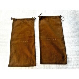 Authentic GUCCI Drawstring Dust Cover Shoe - 2 Bags - 1 Pair Brown 15.5" x 7.5"
